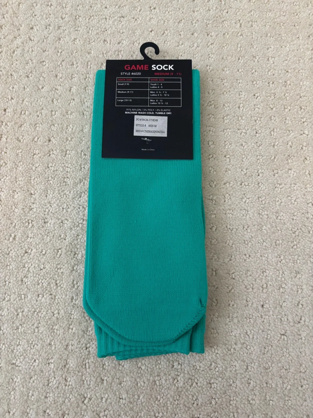 Youth Athletic Game Crew Socks Teal - Sports Baseball Soccer - Size Medium 9-11